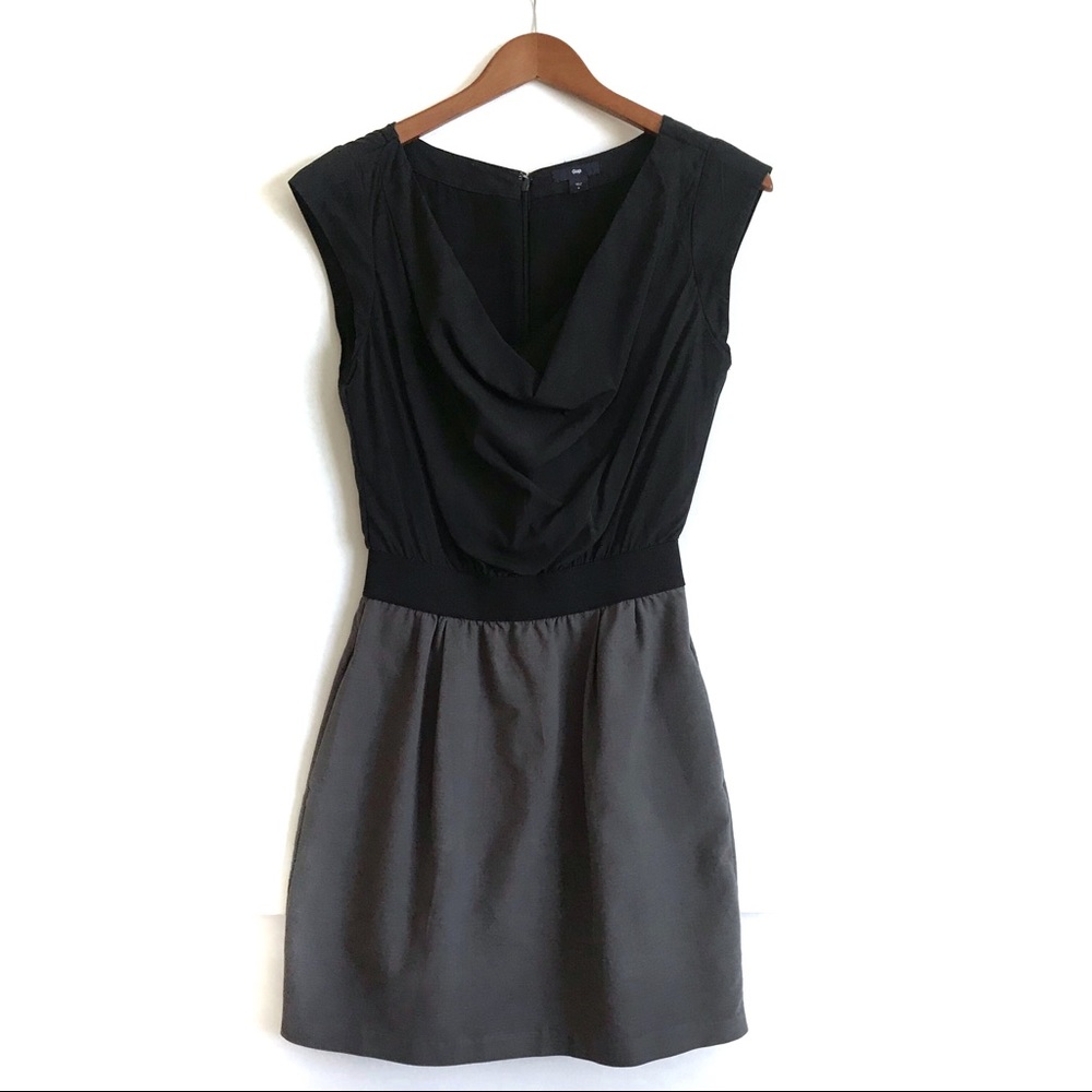 GAP Vintage Gap Black Grey Colorblock Shift Dress Sz 2